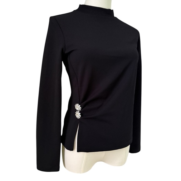 Tops - Elegant Black Women's Top with Embellishments